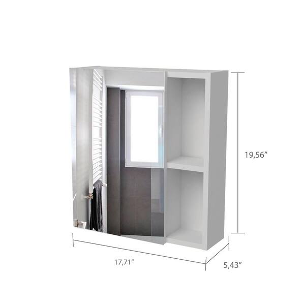 Unbranded 17.7 in. W x 19.5 in. H White Rectangular Particle Board Recessed or Surface Mount Medicine Cabinet with Mirror