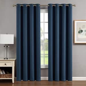 Chyna Blue Blackout Grommet Tiebacks Curtain 50 in. W x 96 in. L (2-Panels)