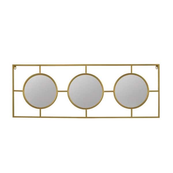 HomeRoots 43.3 in. W x 15.7 in. H Wood Gold Vanity Mirror
