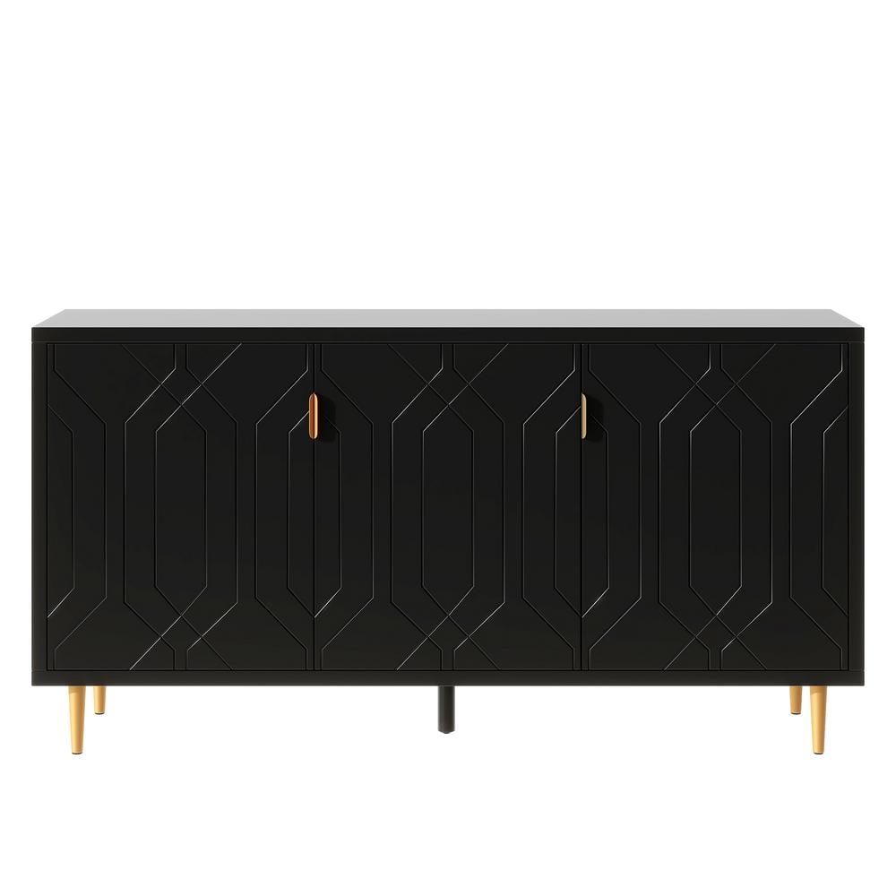 65.00 in. W x 15.70 in. D x 33.70 in. H Black Linen Cabinet with Adjustable