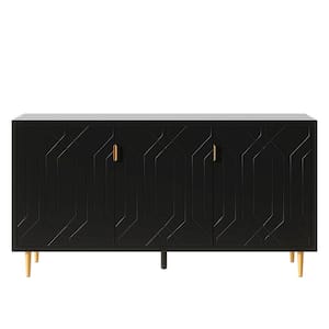 65.00 in. W x 15.70 in. D x 33.70 in. H Black Linen Cabinet with Adjustable Shelves
