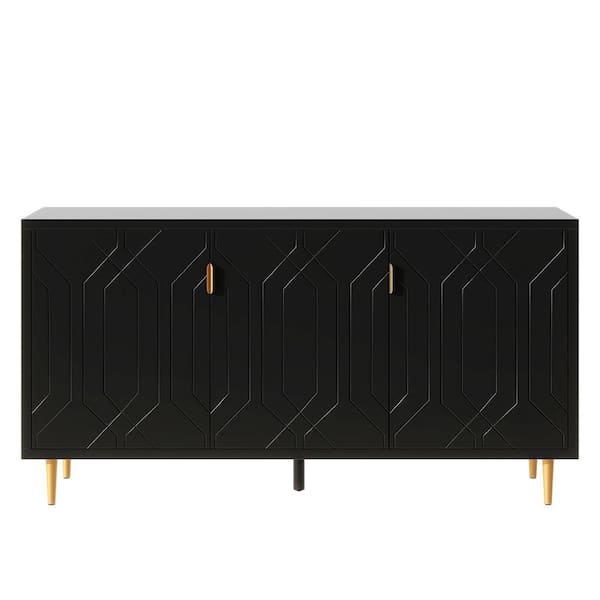 Unbranded 65.00 in. W x 15.70 in. D x 33.70 in. H Black Linen Cabinet with Adjustable Shelves