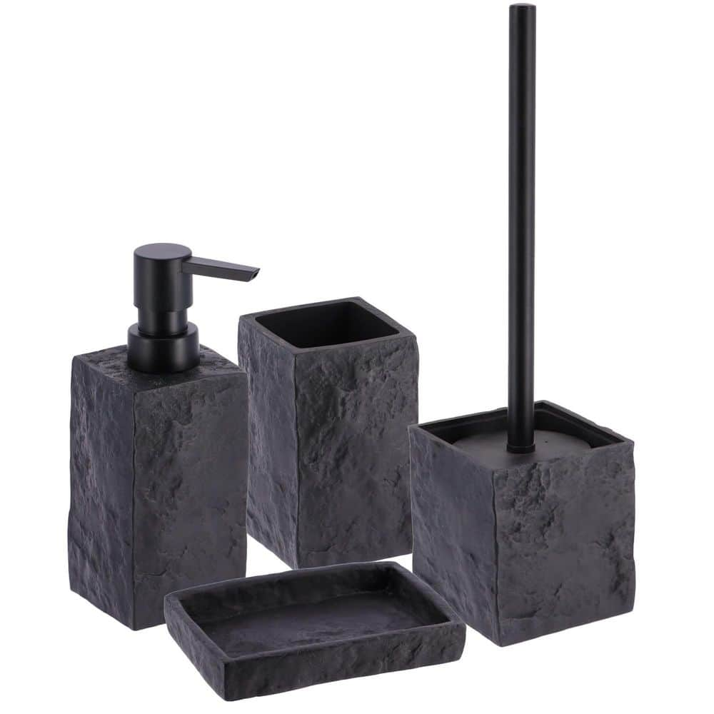 Set of 4 Travertine Bathroom Accessories Soap Dispenser