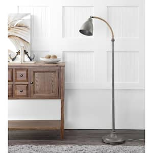 Naldo 60 in. Dark Grey Adjustable Floor Lamp with Grey Shade