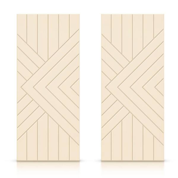 CALHOME 48 in. x 80 in. Hollow Core Beige Painted Composite MDF Interior Double Closet Sliding Doors