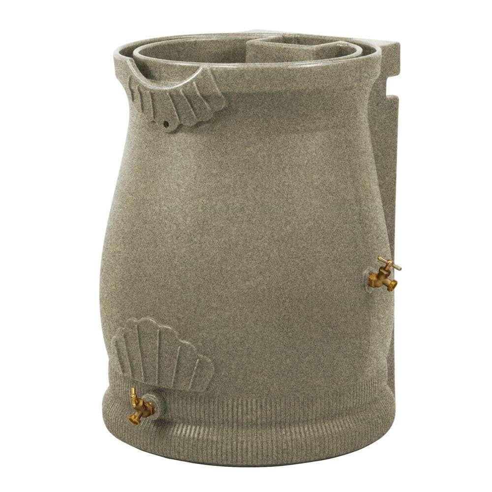 Good Ideas 50 Gal. Rain Water Saver Wizard Barrel Urn, Sandstone