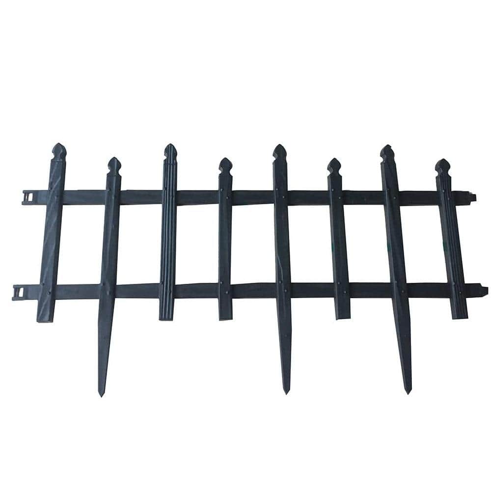 Abba Patio 24.4 in. x 13 in. Black Recycled Plastic Garden Fence ...