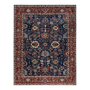 Serapi Blue 9 ft. x 12 ft. Tribal Wool Indoor Area Rug