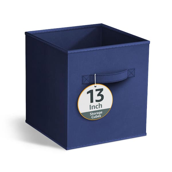 Storage Bins Handles, Blue 13 in. W x 13 in. H Fabric Decorative Basket Set of 1, Foldable Closet Organizer Cubes