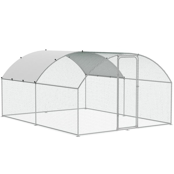 SKYSHALO Poultry Fencing Large Metal Chicken Coop 9.8 ft. x 12.9 ft. x 6.5 ft. Walk in Chicken Run for Yard with Waterproof Cover