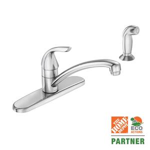 Adler Single-Handle Low Arc Standard Kitchen Faucet with Side Sprayer in Chrome