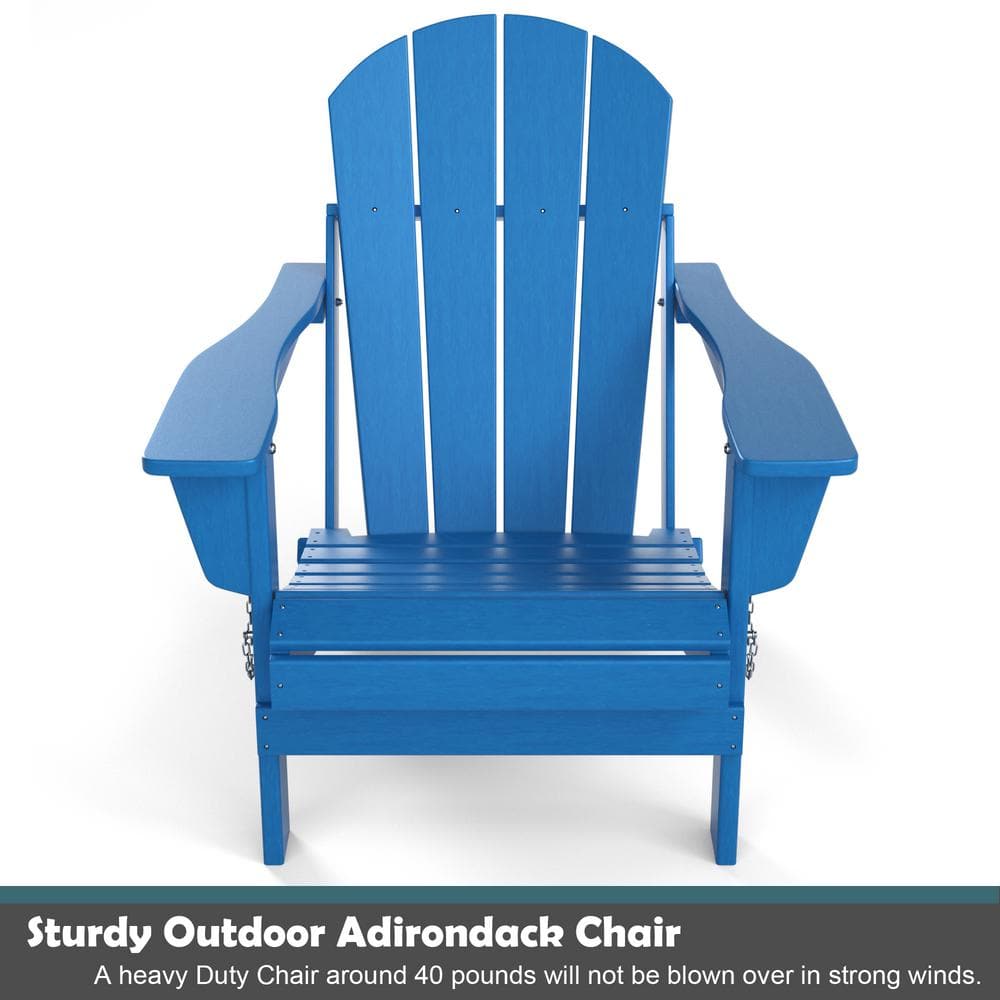 Blue TORVA Folding Adirondack Chair, Outdoor Chairs All-Weather Proof HDPE 