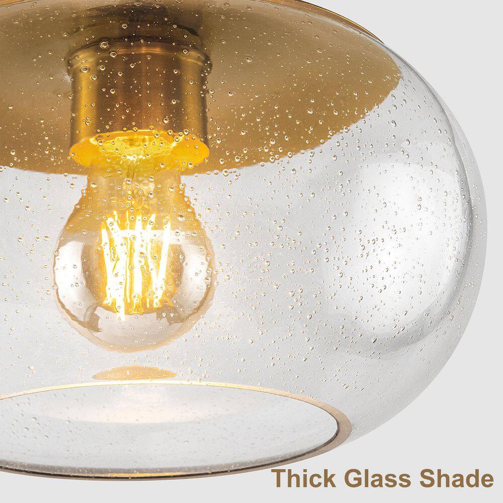 Gold Seedy Glass Globe Pendant with Brass Finish