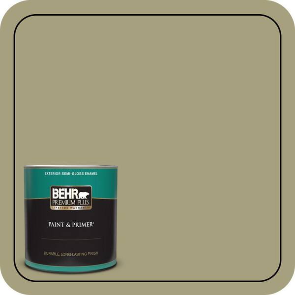 BEHR PREMIUM PLUS 1 qt. #S350-4A Dried Rosemary Semi-Gloss Enamel Exterior Paint and Primer