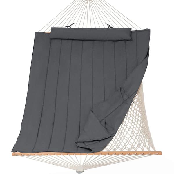 Atesun 10 ft. to 14 ft. Outdoor Rope Hammock with Polyester Pad, 475 lbs. Capacity, Dark Gray
