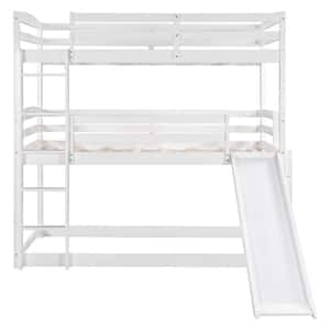 Gayle 79 in. White Twin Adjustable Triple Bunk Bed with Ladder and Slide