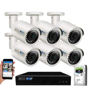 8-Channel 5MP 2TB NVR Security Camera System with 6 Wired Bullet Cameras 2.8 mm Fixed Lens Built-In Mic Human Detection