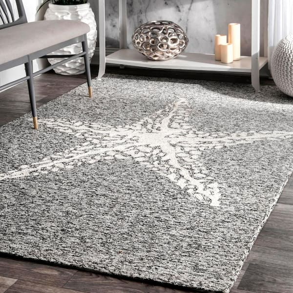 Hand Hooked Marine Indoor/ OutdoorGrey 4 ft. x 6 ft. Indoor/Outdoor Area Rug