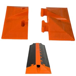3 ft. Single channel, 2 in. Heavy-Duty Cable Protector - Black/Orange - End Caps