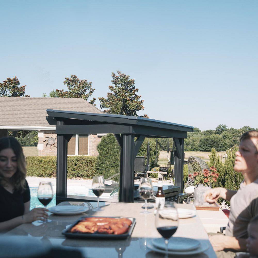 Rockport Black Steel Grill Gazebo with Galvanized Countertops