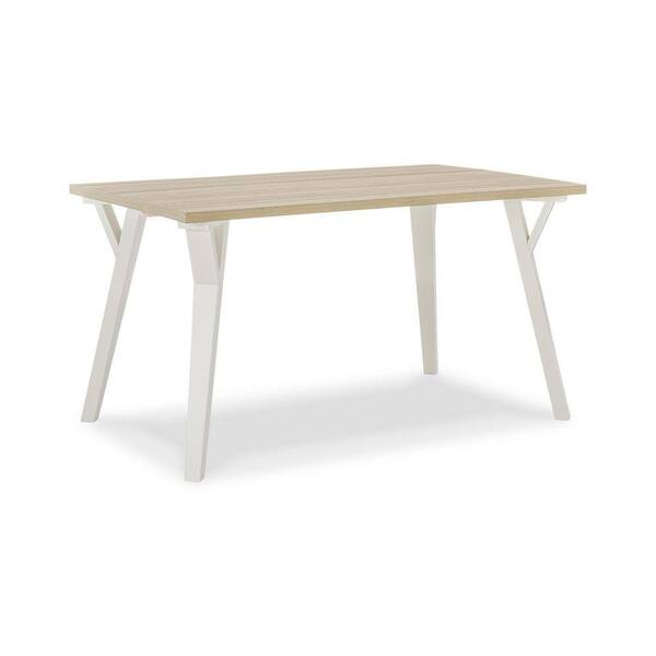 Benjara Modern Style 34 In. Brown And White Wooden 4 Legs Dining Table ...