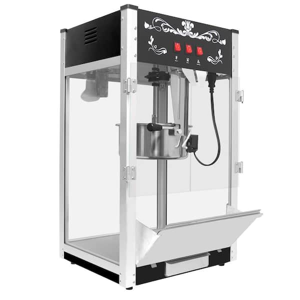 1440 W 16 oz. Commercial Countertop Popcorn Machine with Stainless Steel Scoop Oil Spoon and 3 Popcorn Cups Black