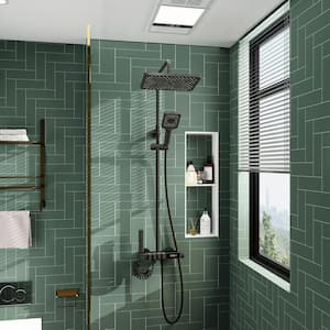 Gun Gray Temperature Display Thermostatic Shower System Shower Faucet Set with Tub Spout, Hand Shower, Bidet Sprayer