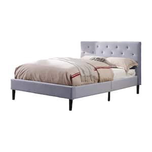 Jukes Light Gray Queen Flannelette Upholstered Bed