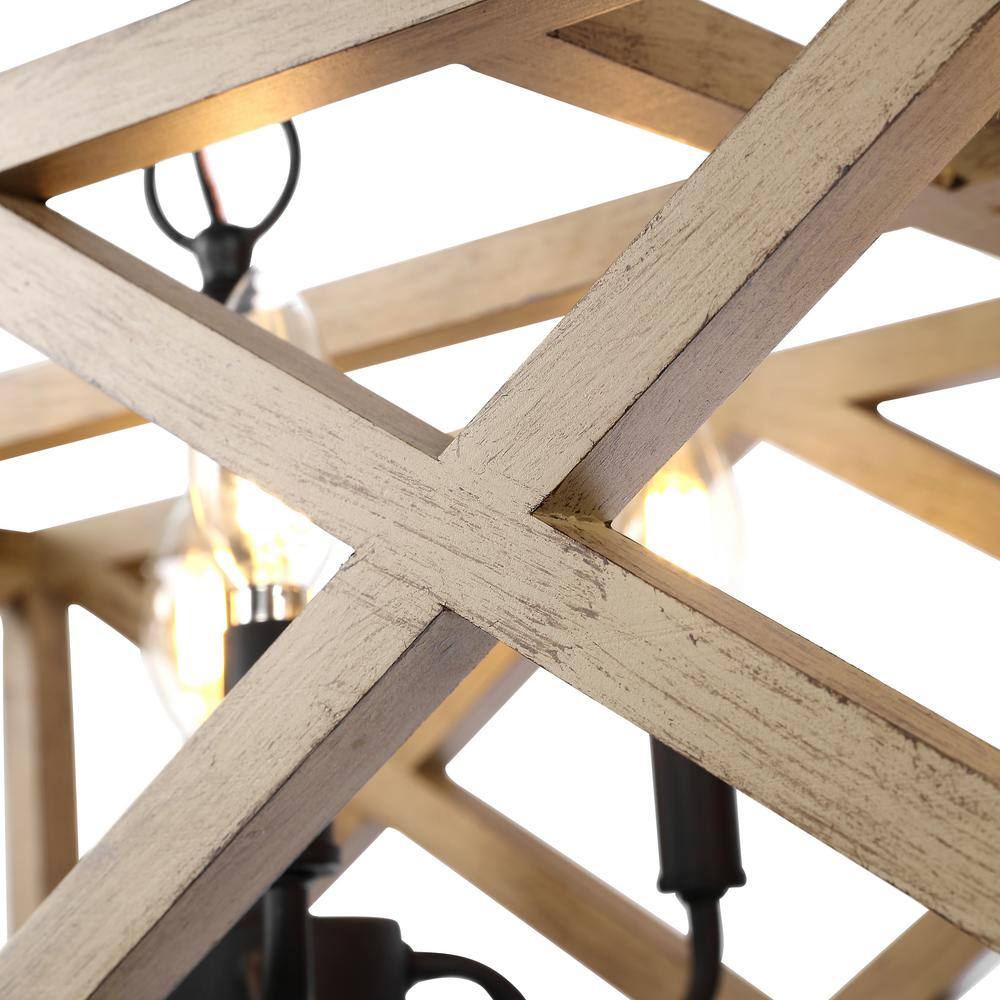 Modern Black 36" LED Farmhouse Pendant with Wood Accents
