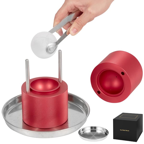 Ice Ball Press, 2.4 in. Ice Ball Maker, Aircraft Al Alloy Ice Ball Press Kit for 60 mm Ice Sphere, Ice Press with Tong