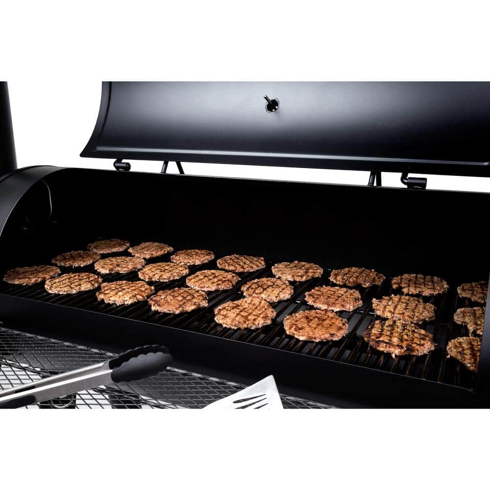 Black Steel Built-In Charcoal Grill with Smoker