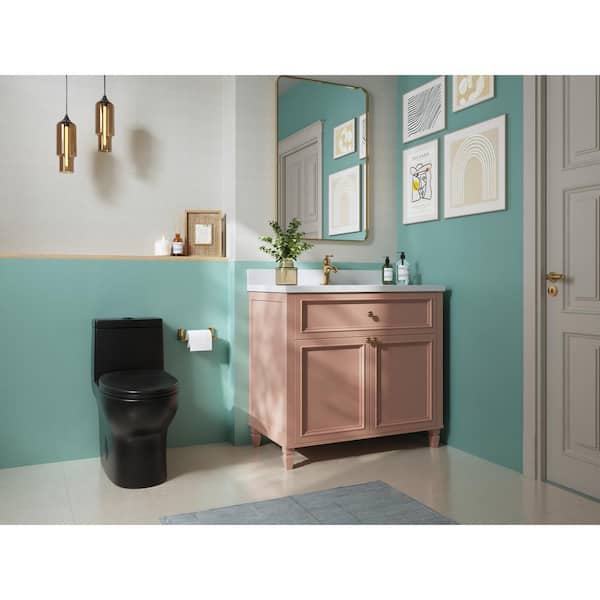 Ally 12 in. Rough in Size 1-Piece 1.1/1.6 GPF Dual Flush Elongated Toilet in Black, Seat Included