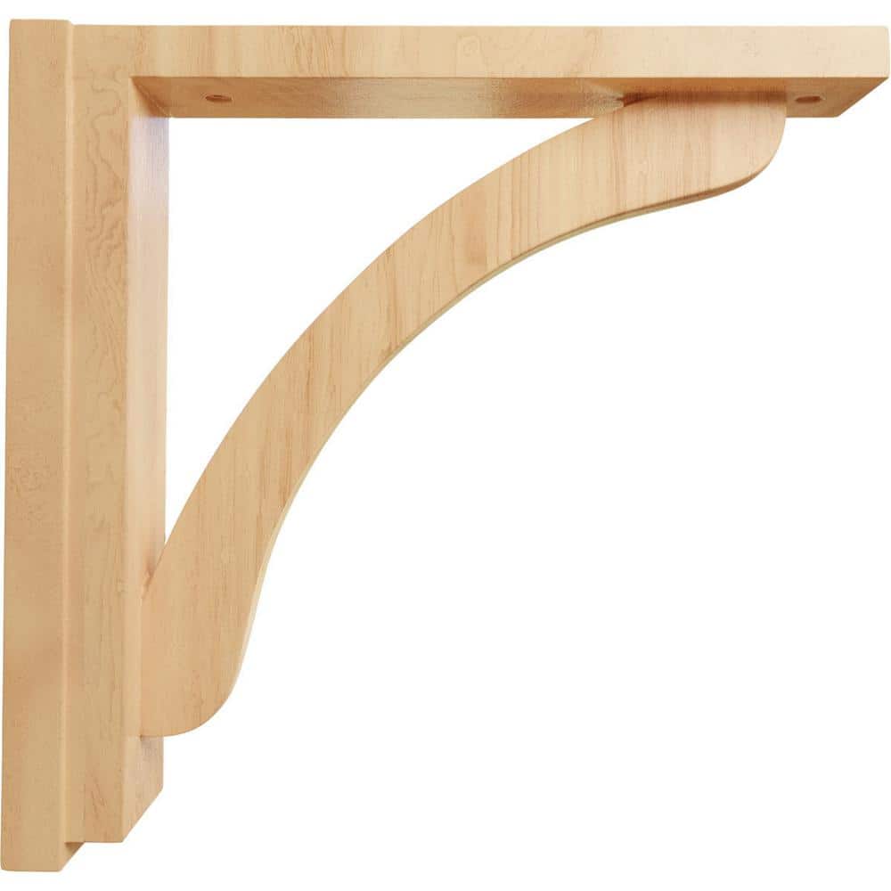 Red Oak Hand-Carved Wood Shelf Bracket 12.25" H