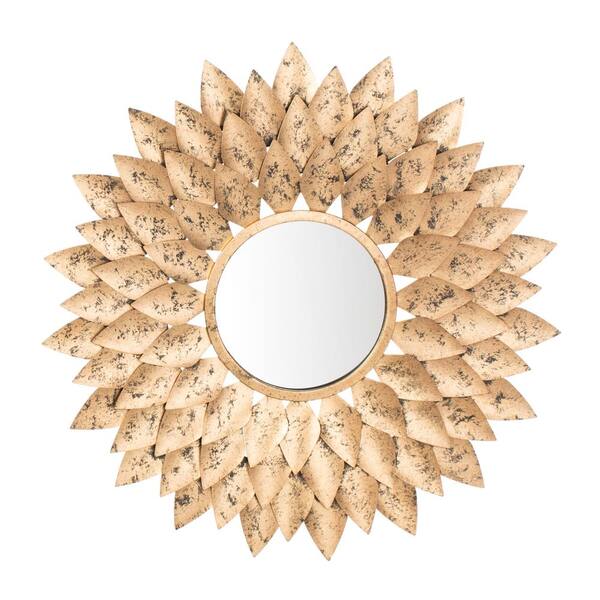 Safavieh Lana Sunburst 26 8 In X Gold Framed Mirror Mrr1023a The Home Depot - Sunburst Decorative Wall Mirror Gold Safavieh