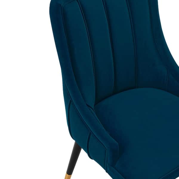 Manhattan Comfort Modern Eda Velvet Dining Chair in Midnight Cream- Set of 2