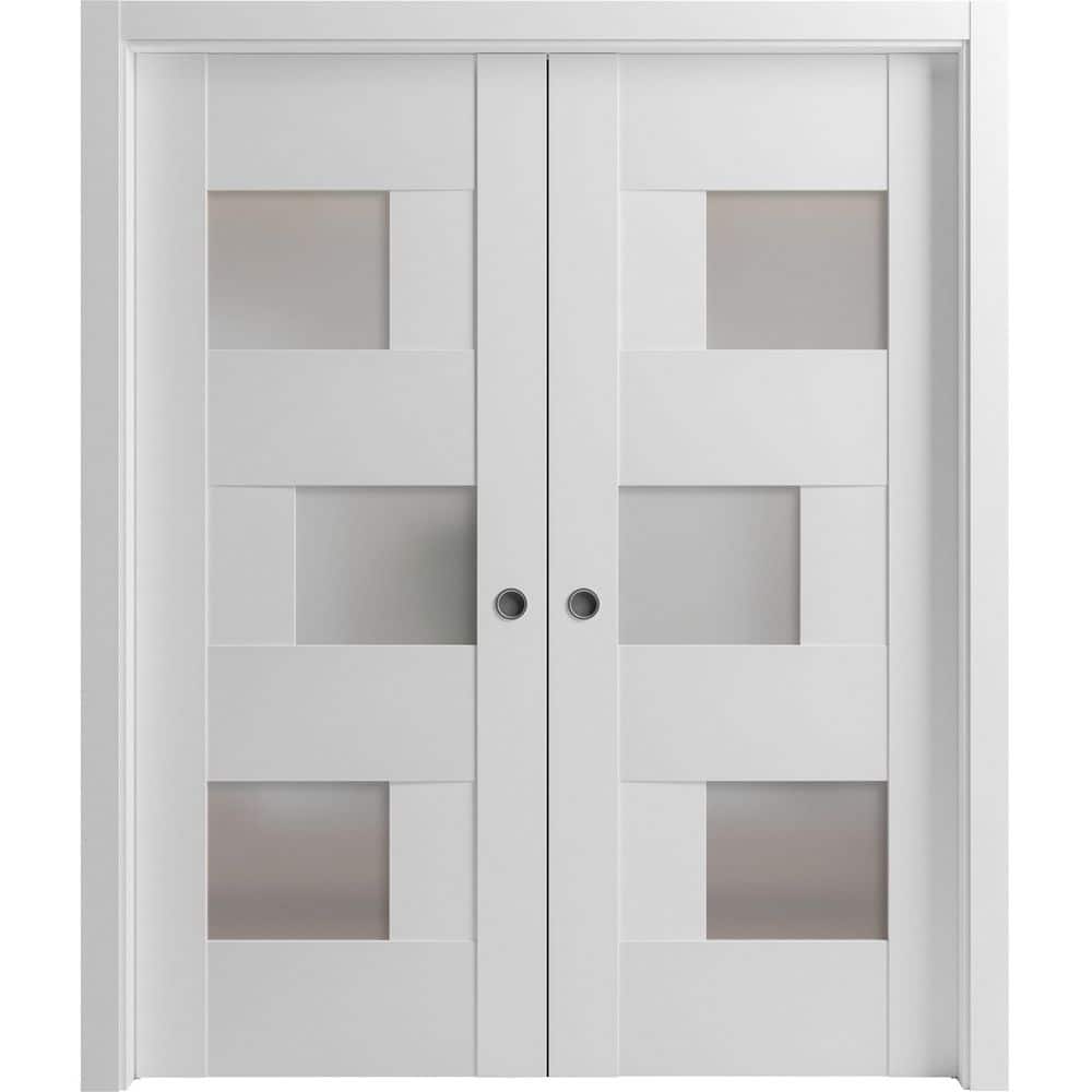 Assemble Required 64 in. x 80 in. 2-Panel White Finished Solid MDF Sliding Door with Hardware price history on PriceWatchPro