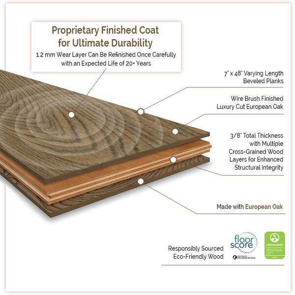 MSI Amber Meadows White Oak 0.37 in. T x 7 in. W Tongue and Groove Engineered Hardwood Flooring (560.88 sq. ft./pallet)