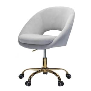 Savas Upholstered 18 in.-21 in. H Adjustable Height Task Chair with Gold Metal Base and Open Back Design