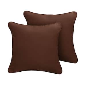 Sunbrella Canvas Bay Brown Outdoor Corded Throw Pillows (2-Pack)