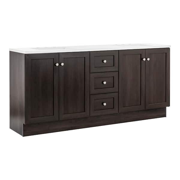 Bannister 73 in. Double Sink Dusk Bath Vanity with White Cultured Marble Top (Assembled)