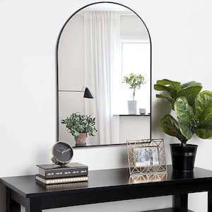 30 in. H x 20 in. W Vanity Mirror with Metal Frame for Bathroom, Bedroom, Entryway, Modern Arch Top Wall Mirror (Black)
