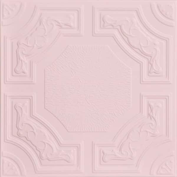 A La Maison Ceilings Evergreen Powder Blush 1.6 ft. x 1.6 ft. Decorative Foam Glue Up Ceiling Tile (21.6 sq. ft./Case)