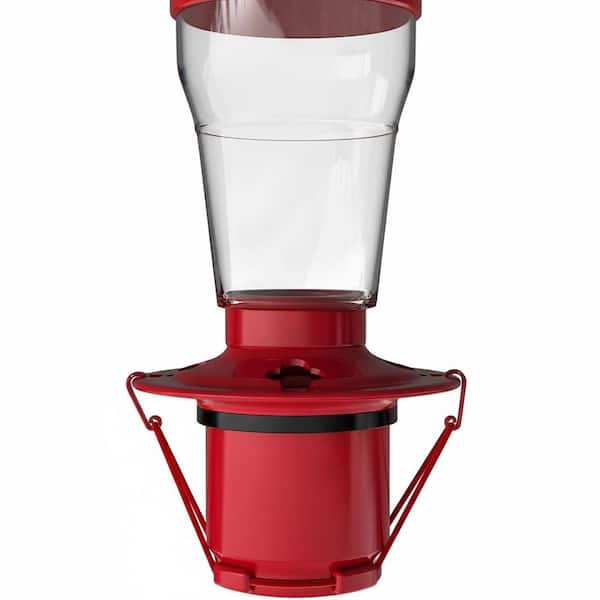 Red Finish Metal Mount Outdoor Heated Bird Feeder Attachment for Hummingbirds Feeder Heater for Garden Patio Yard