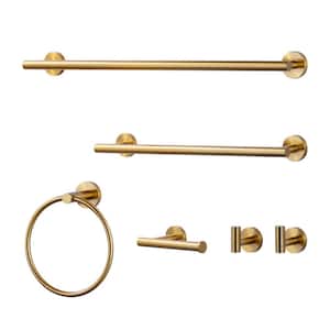 6-Piece Bath Hardware Set with Mounting Hardware in Brushed Gold