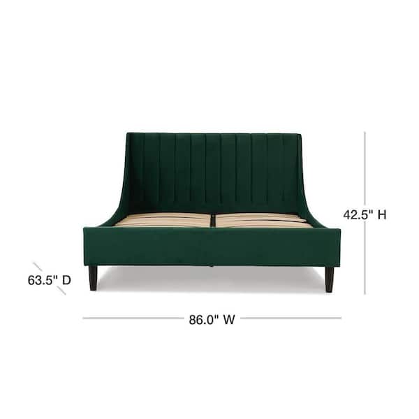 Aspen 63.5 in. Performance Velvet Vertical Tufted Upholstered Queen Modern Platform Bed Frame with Headboard
