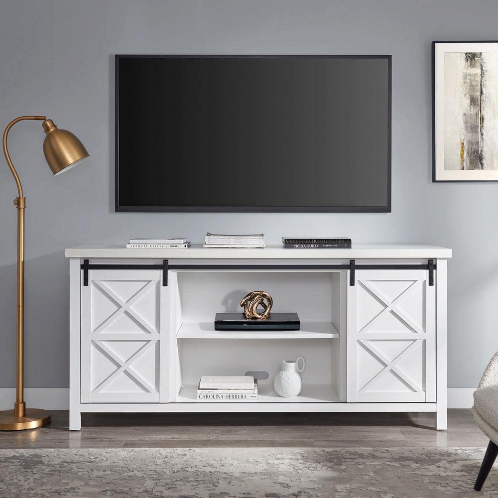 Elmwood White MDF TV Stand with Cabinet, 68"