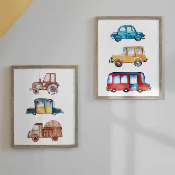 StyleWell Kids Transportation Framed Wall Art (Set of 2) (17 in. W x 21 in. H)