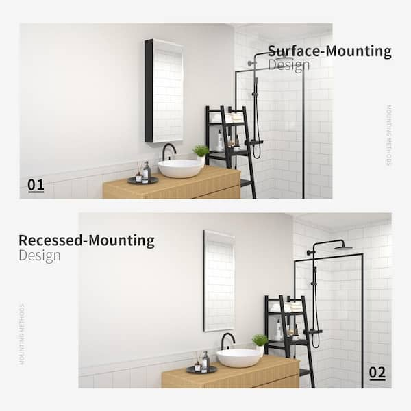 Taimei DIY Wall Frameless Mirror Medicine Cabinet 16 Wx20 Hx4.5/8” D  (MMC1620-SA) with Beveled edges, Color Satin, Bathroom Mirror Cabinet with