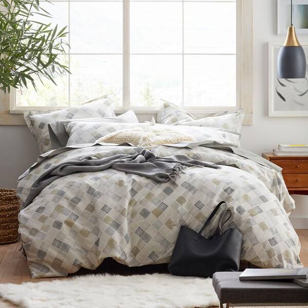 Cstudio Home by The Company Store Silver Lining 3-Piece Multicolored Geometric Organic Cotton Percale Full Duvet Cover Set