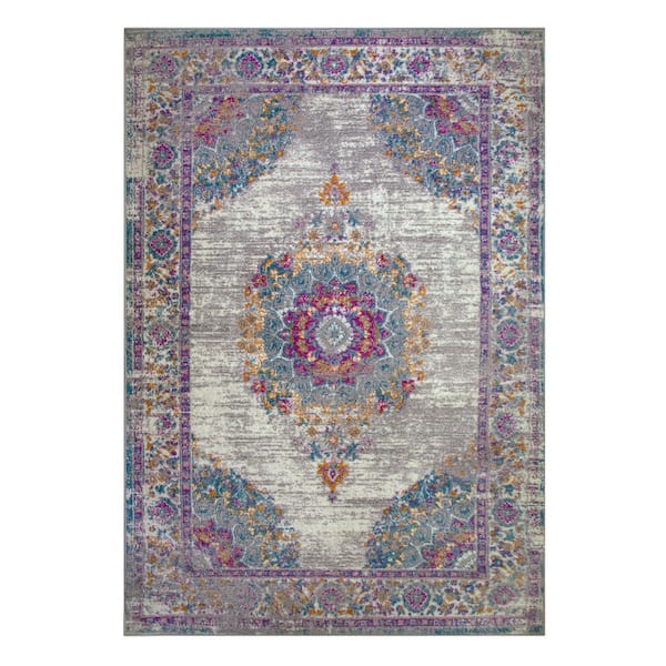 Leick Home Oryn Vintage Multicolor 7 ft. x 10 ft. Medallion Polypropylene Area Rug